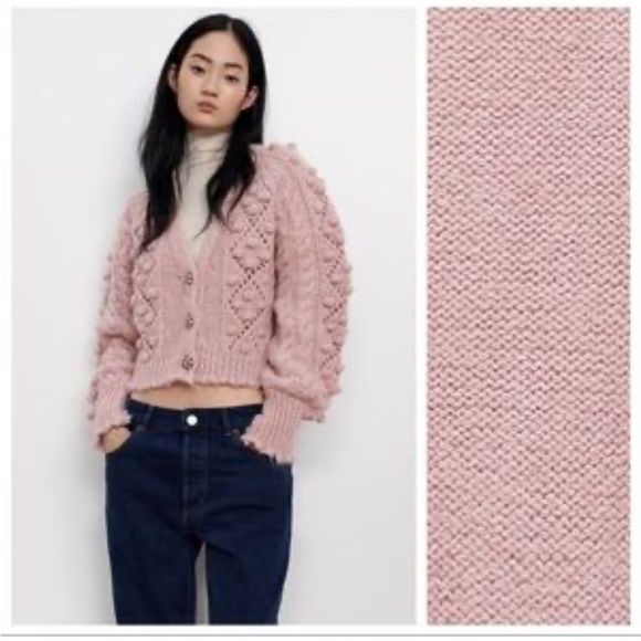 Zara cardigan chunky Pink Cardigan wool alpaca blend small - Picture 3 of 15
